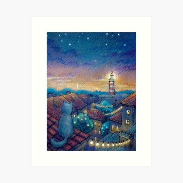 Item preview, Roof cat and lighthouse designed and sold by illustore.