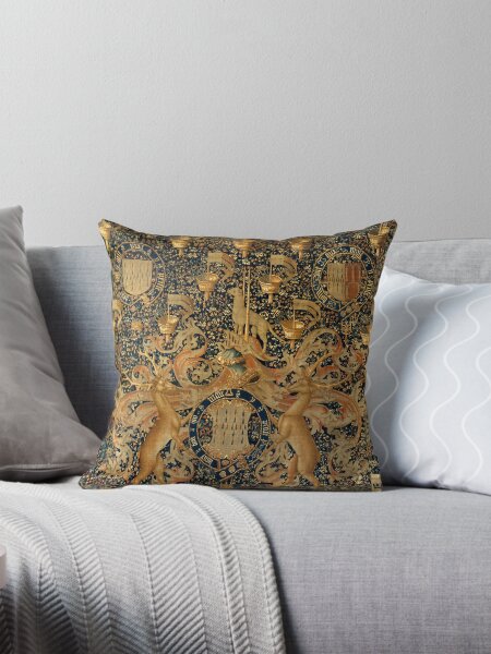 Item preview,  Gold Navy Blue Antique Heraldic Tapestry with Harts,Armorial Bearings Badges of John designed and sold by BulganLumini.