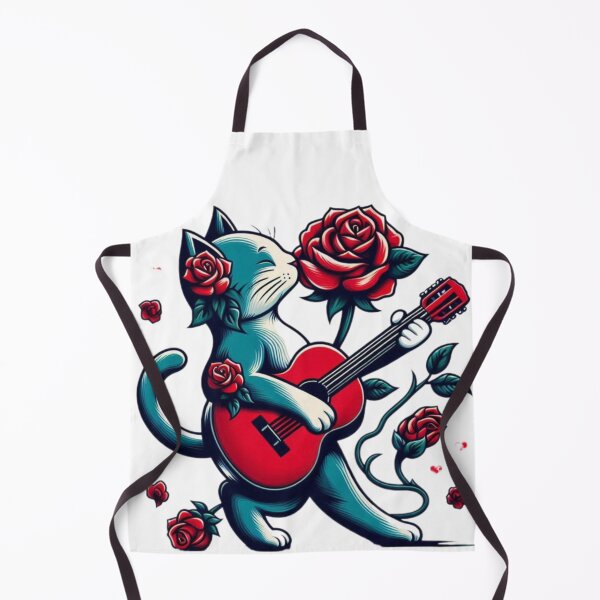 Item preview, Cats _ Cute Kitten Rock star guitarist loves roses Sketch Canvas designed and sold by ZulryLifestyles.