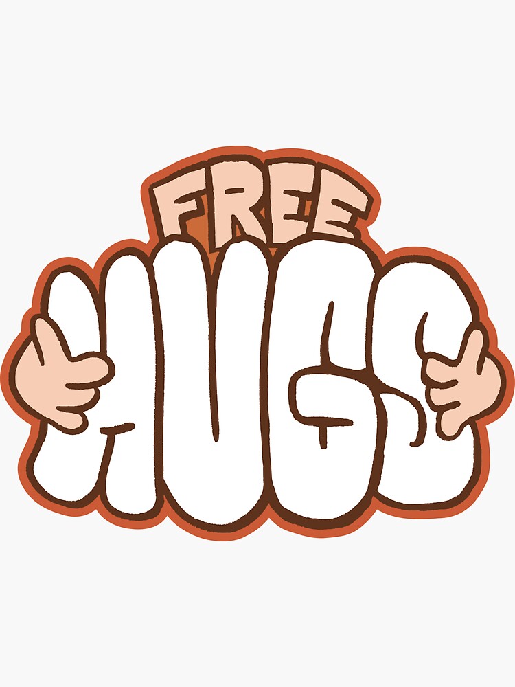 Thumbnail 3 of 3, Sticker, Free Hugs - Orange designed and sold by stavreh.