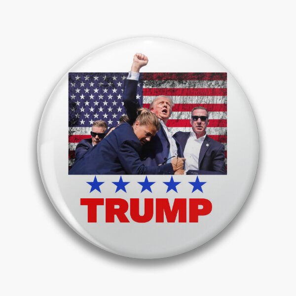 Item preview, Donald Trump Assassination Attempt With American Flag and Banner (light) designed and sold by squirrelyshirts.