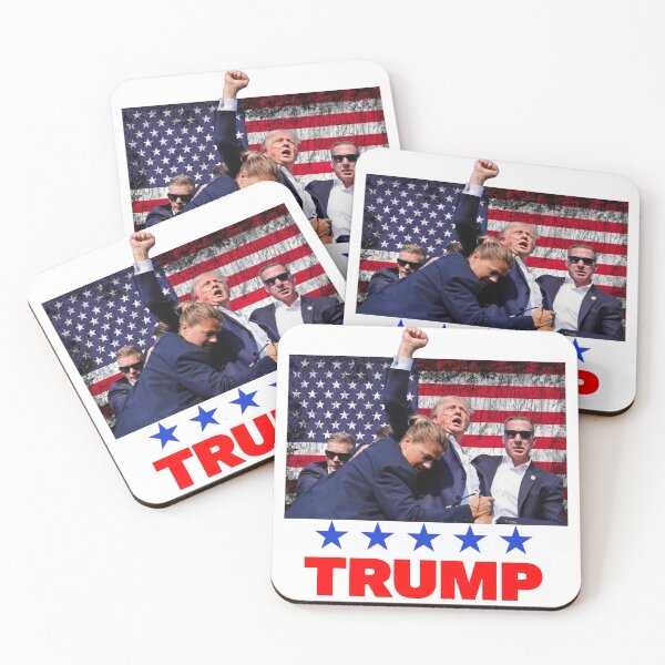 Item preview, Donald Trump Assassination Attempt With American Flag and Banner (light) designed and sold by squirrelyshirts.