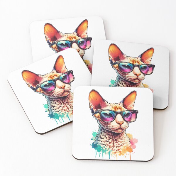 Item preview, Watercolor Cornish Rex Cat Wearing Sunglasses designed and sold by TheAnimalZ00.