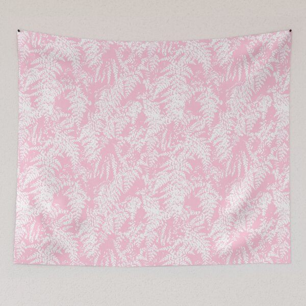 Item preview, Hawaiian Palapalai Fern Impressions-White on pink designed and sold by Linda Maliuana.