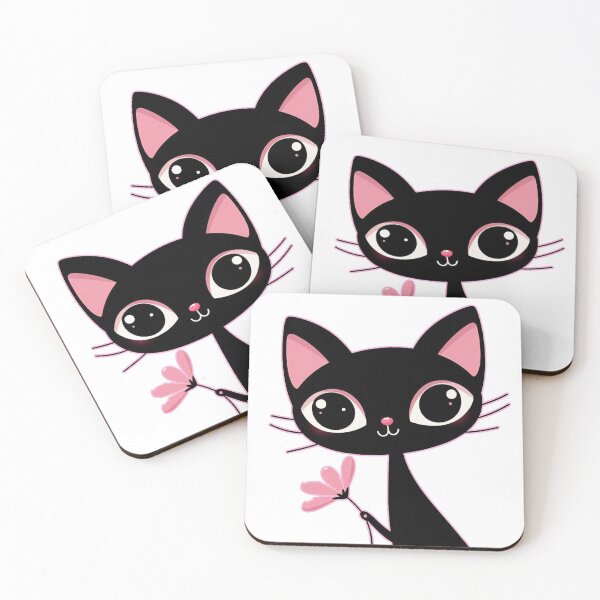 Item preview, Black Cat Pink Ear Giving a Flower designed and sold by Nanthanon.