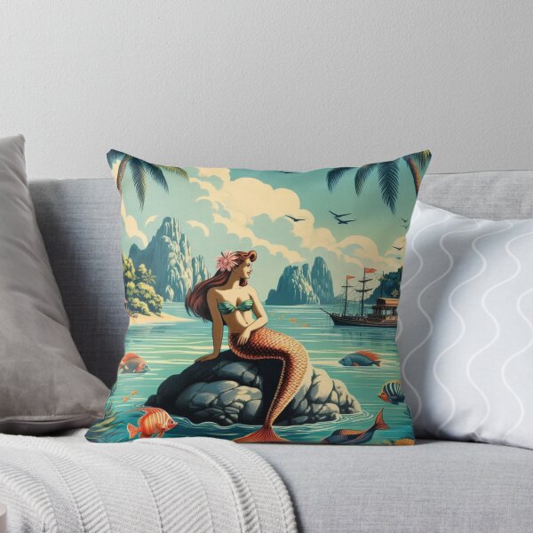 Item preview, Vintage Travel Poster Style Mermaid  designed and sold by SeaStarAlex.