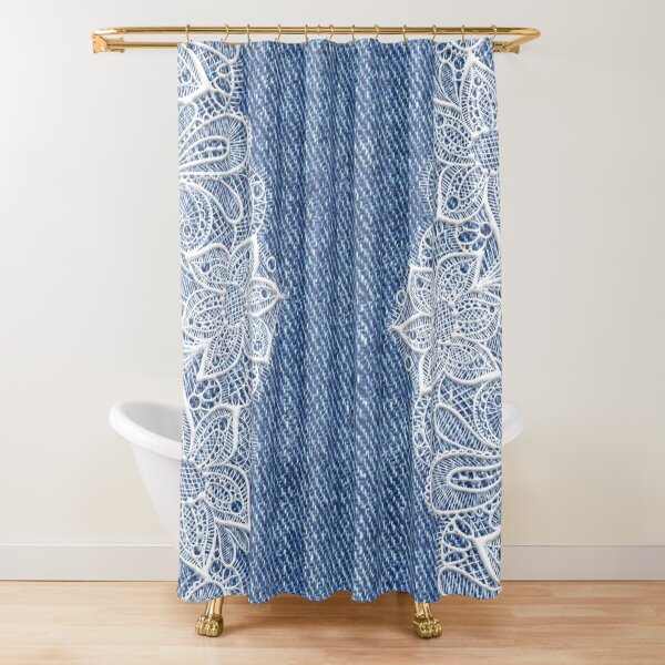 Item preview, Denim and Lace looking Shower Curtain designed and sold by Shopparamma316.
