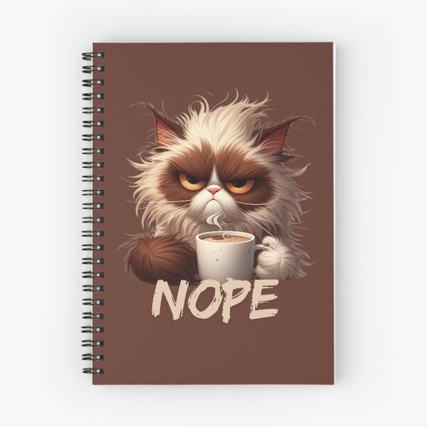 Item preview, Grumpy Cat Is Drinking Coffee Cartoon & "Nope" (Brown Background) designed and sold by MusesWhispers.
