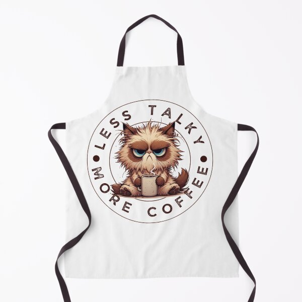 Item preview, Grumpy Cat Is Drinking Coffee Cartoon & "Less Talky; More Coffee" Quote designed and sold by MusesWhispers.