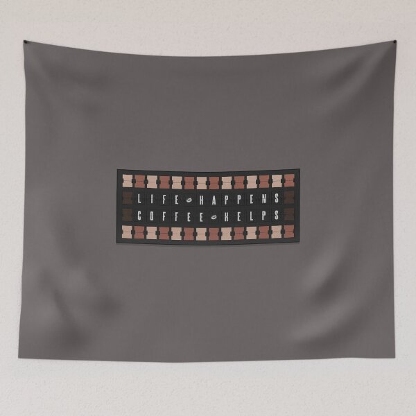 Item preview, Flipboard typography with 'Life Happens Coffee Help' letters and coffee beans designed and sold by trepiu.
