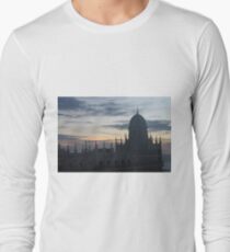 Fairy-tale castle with turrets and spiers adorned by colors of aurora Long Sleeve T-Shirt