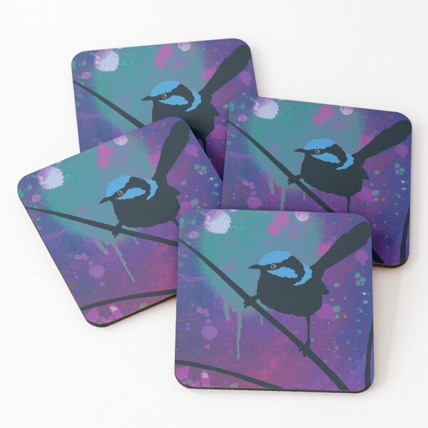 Item preview, Superb Fairy Wren - Paint drip design  designed and sold by bangart.