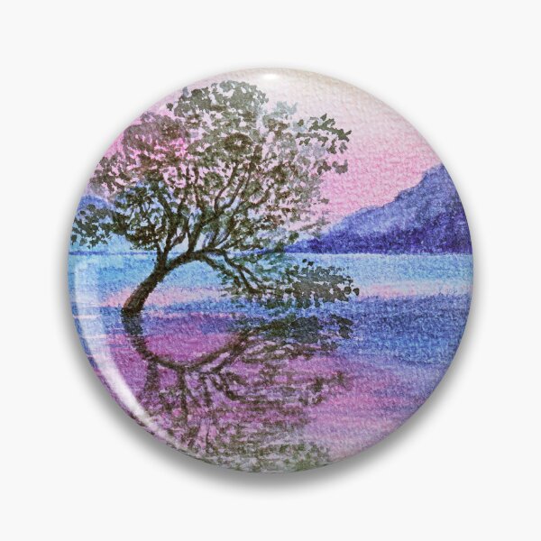 Item preview, Wanaka lake tree watercolor painting designed and sold by Wolshebnaja.