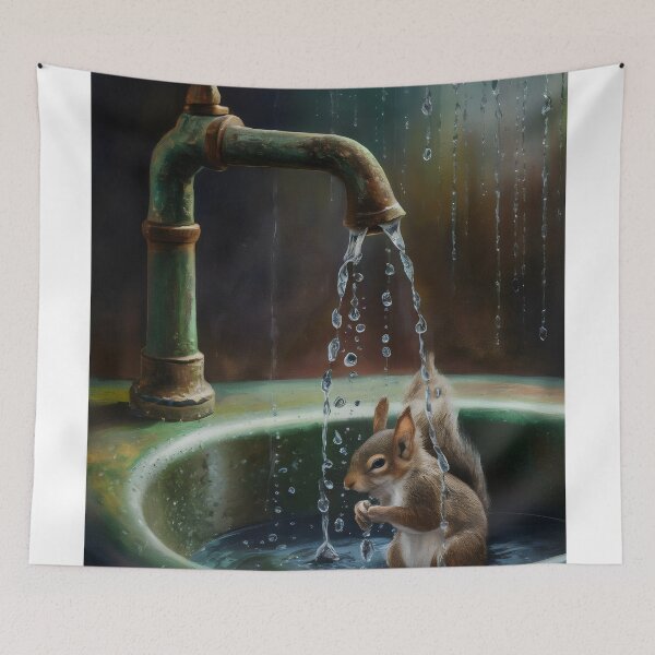 Item preview, Squirrel bathing. designed and sold by MyHappyArtShop.