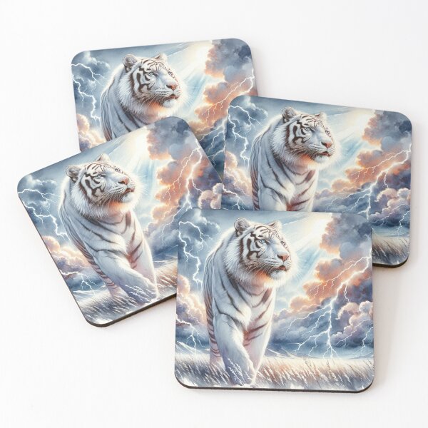 Item preview, Majestic White Tiger Under a Stormy Sky designed and sold by Hatomomox.