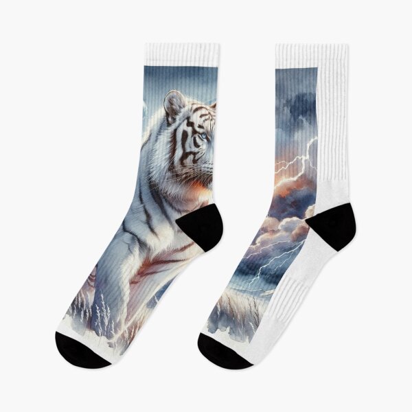Item preview, Majestic White Tiger Under a Stormy Sky designed and sold by Hatomomox.