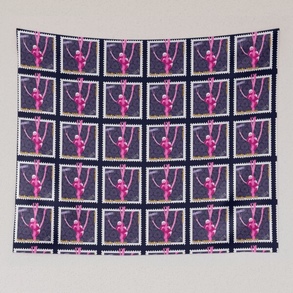 Item preview, A retro stamp with Panda in a tree designed and sold by PrintsbyJake.