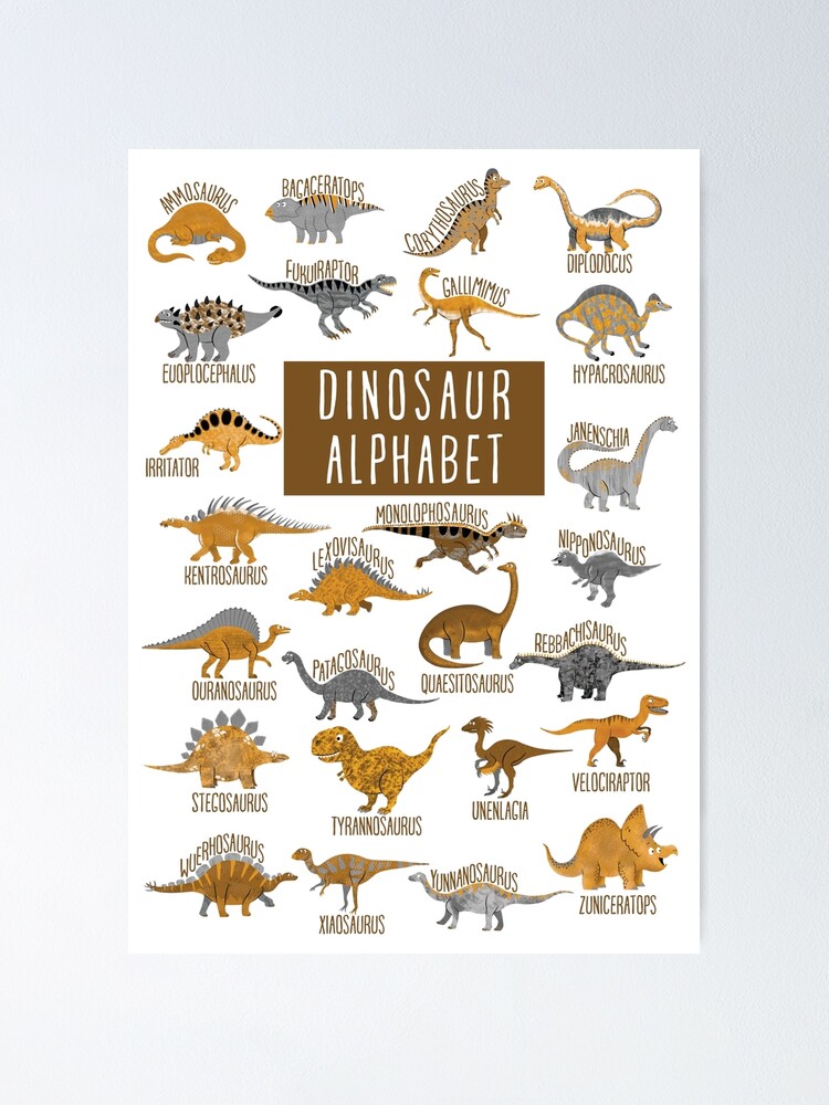 dinosaur alphabet poster by ash96art redbubble