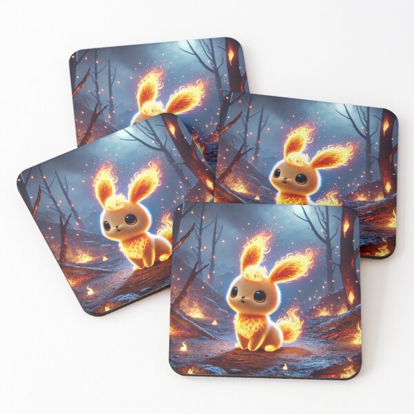 Item preview, Adorable Fire Rabbit in Fiery Forest designed and sold by TeslaSt0re.