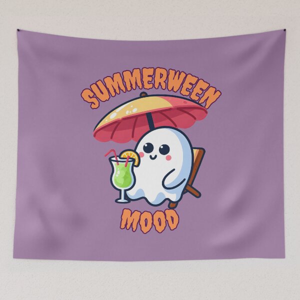 Item preview, Summerween Mood Halloween Kawaii Ghost at the Beach designed and sold by Nabucodonoshop.