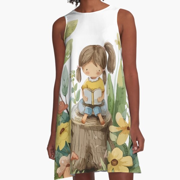 Item preview, Adorable Girl Reading Watercolor Cartoon designed and sold by Michael Konon.