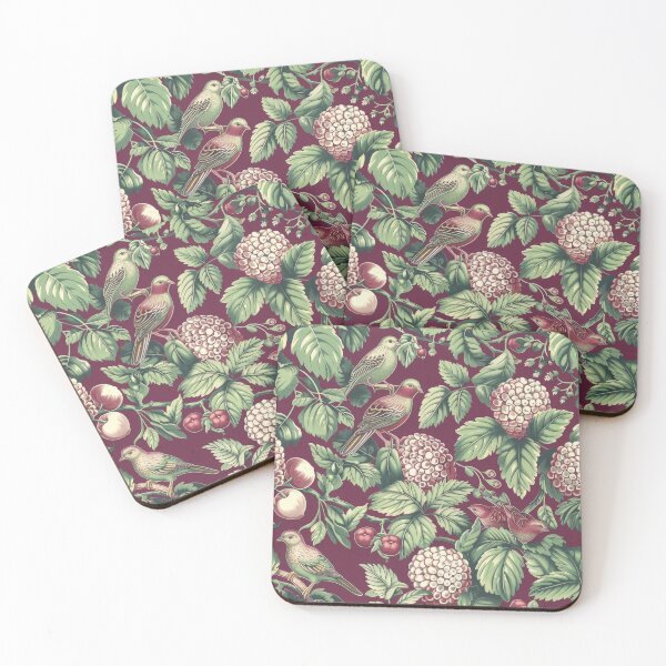 Item preview, vintage bird pattern,botanical garden pattern designed and sold by garden-secret.