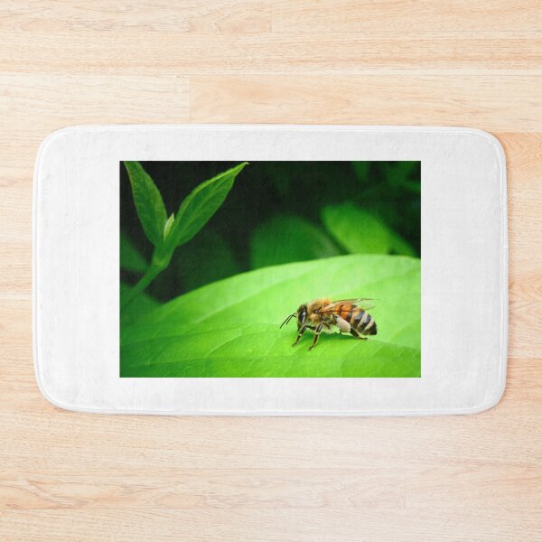Item preview, Honeybee with pollen on green leaf designed and sold by angel1.