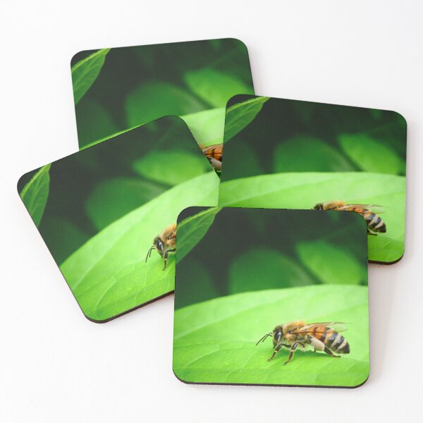 Item preview, Honeybee with pollen on green leaf designed and sold by angel1.