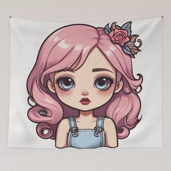 Item preview, Cute Pink Doll Girl Portrait designed and sold by MadnessEnvelope.