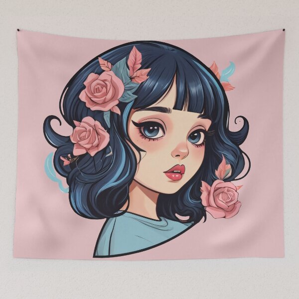 Item preview, Girl With Cute Flowers designed and sold by MadnessEnvelope.