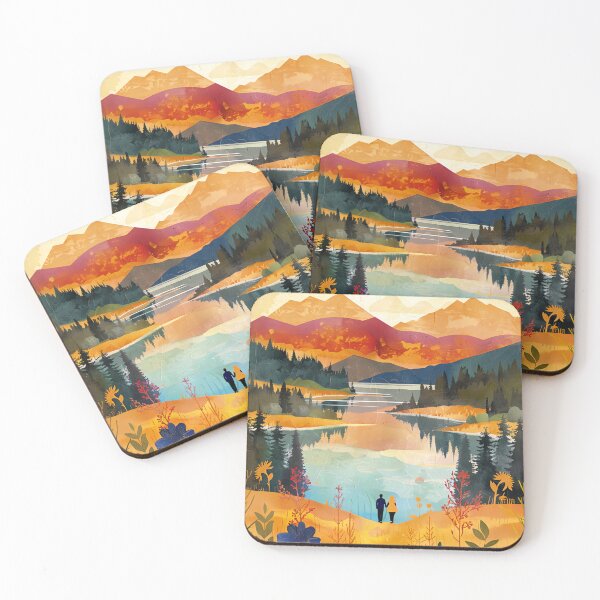 Item preview, Couple in Scandinavian landscape with mountains designed and sold by NordicArtPrint.