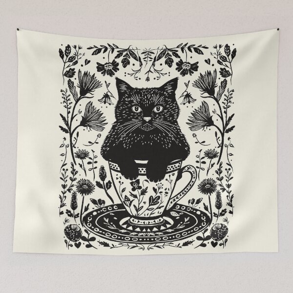 Item preview, Black Cat in Teacup designed and sold by daianaart.