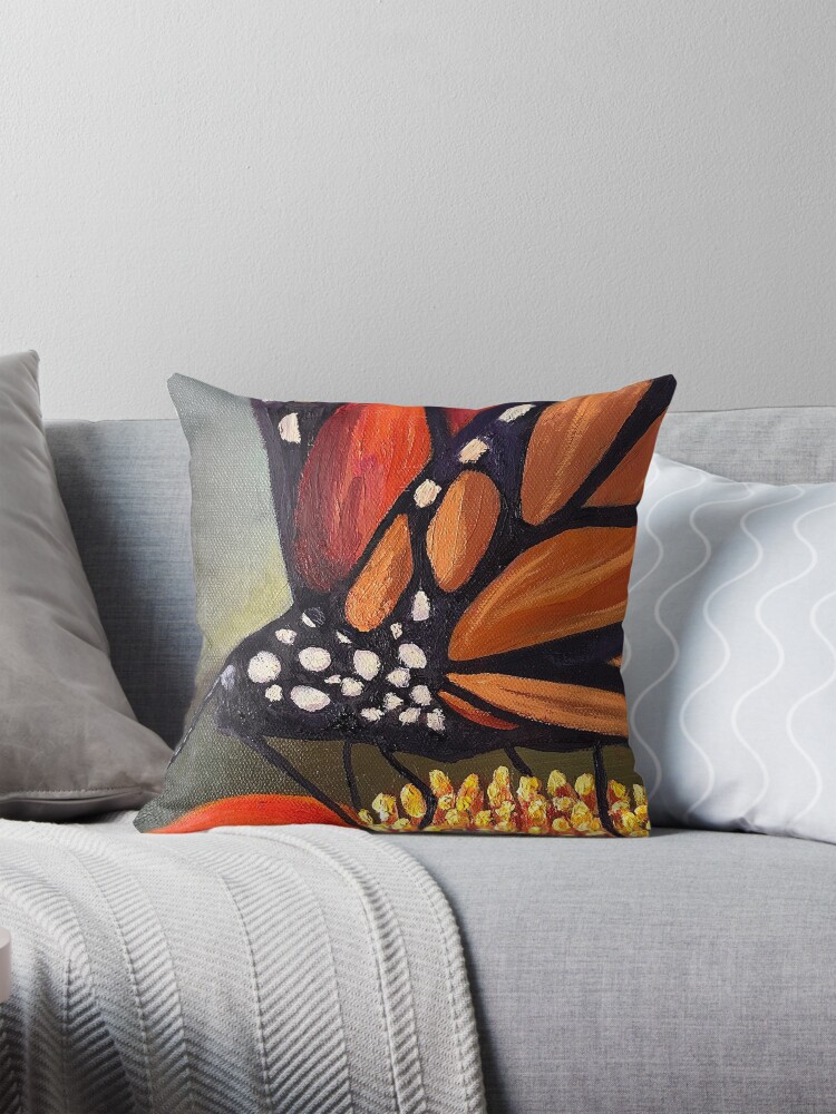 Thumbnail 1 of 4, Pillow, Butterfly on a flower designed and sold by KellyLoganArt.
