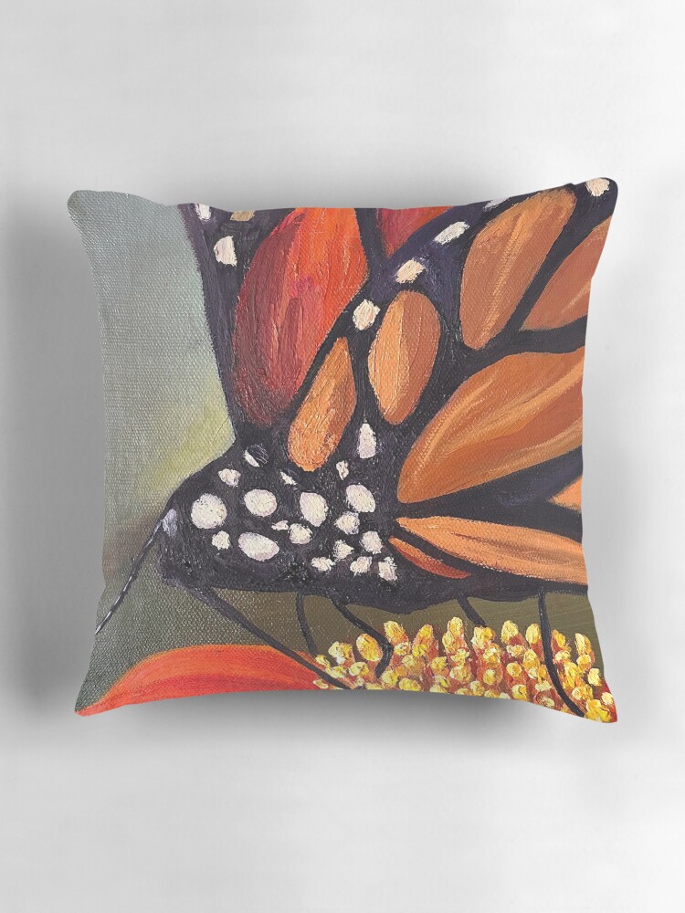 Thumbnail 3 of 4, Pillow, Butterfly on a flower designed and sold by KellyLoganArt.