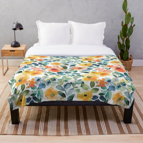 Aperçu de l'œuvre Motif floral. Fleurs colorées.Aquarelle créée et vendue par MagelliShop.