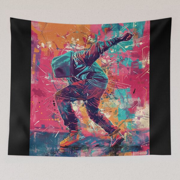 Item preview, Abstract and Colorful Illustration of a Dancer on a Graffiti Wall designed and sold by Jerhus.