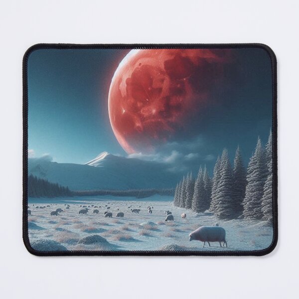 Item preview, A Red Moon Roaming A Snowy Landscape. designed and sold by IrsathThaslima.