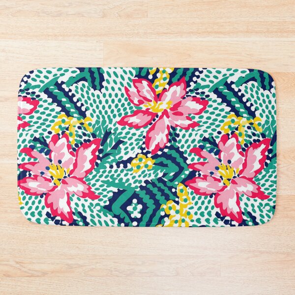Item preview, Preppy red flowers on green spoted background designed and sold by FK-UK.