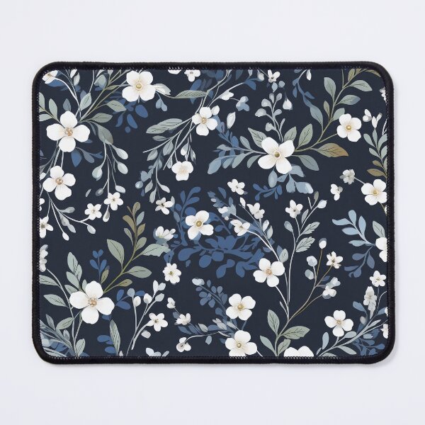 Item preview, Floral pattern. White flowers on a dark blue background designed and sold by MagelliShop.