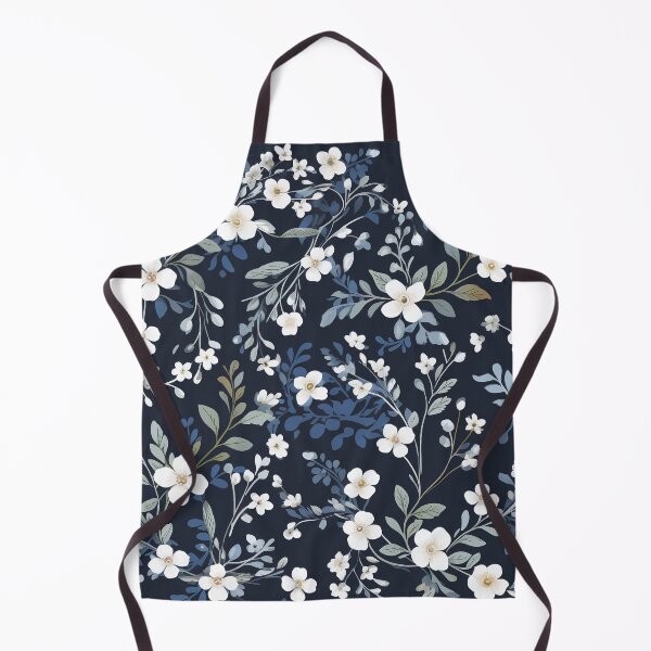 Item preview, Floral pattern. White flowers on a dark blue background designed and sold by MagelliShop.