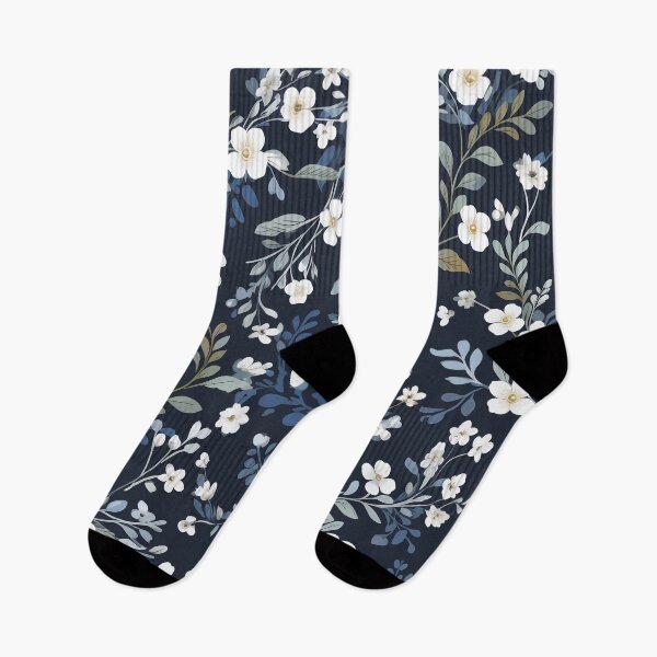 Item preview, Floral pattern. White flowers on a dark blue background designed and sold by MagelliShop.