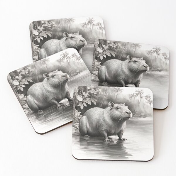 Item preview, Black and White Capybara Pencil Drawing! designed and sold by Pencil-Art.
