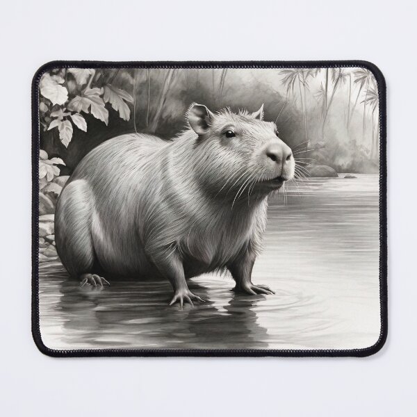 Item preview, Black and White Capybara Pencil Drawing! designed and sold by Pencil-Art.