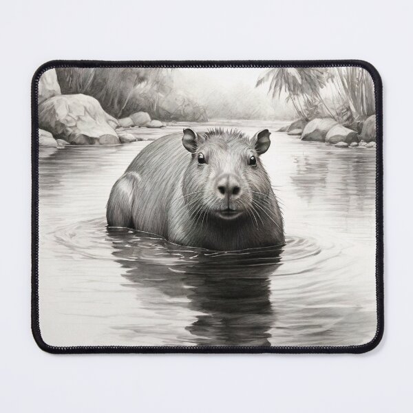 Item preview, Black and White Capybara Pencil Drawing! designed and sold by Pencil-Art.