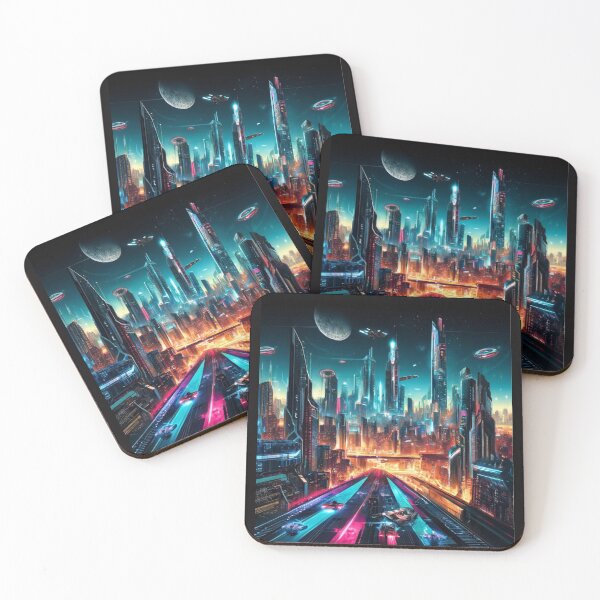 Item preview, Futuristic cityscape designed and sold by FusiTink.