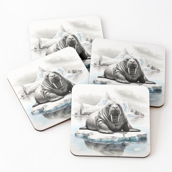 Item preview, Black and White Walrus Pencil Drawing designed and sold by Pencil-Art.