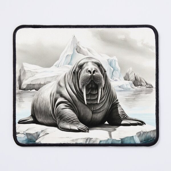 Item preview, Black and White Walrus Pencil Drawing designed and sold by Pencil-Art.