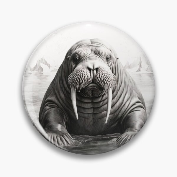 Item preview, Black and White Walrus Pencil Drawing designed and sold by Pencil-Art.