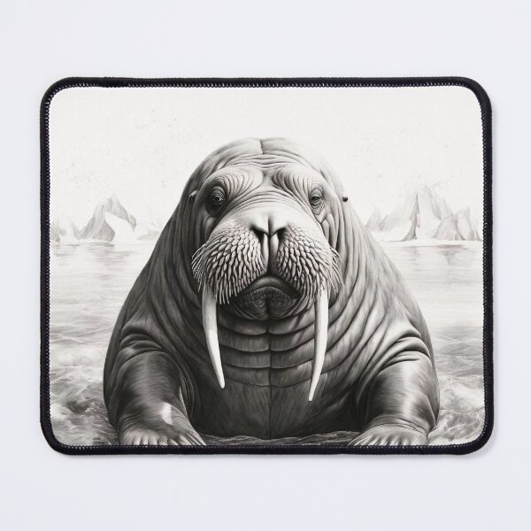 Item preview, Black and White Walrus Pencil Drawing designed and sold by Pencil-Art.