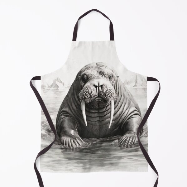 Item preview, Black and White Walrus Pencil Drawing designed and sold by Pencil-Art.